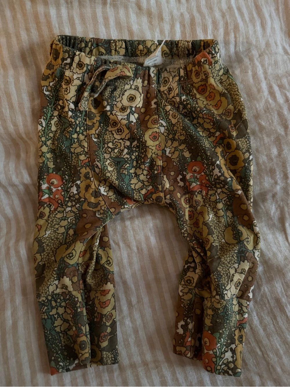 Kate Quinn Floral Harem Baby Pants in Olive, Mustard & Brown
